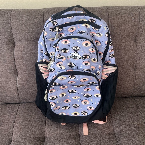 High Sierra Handbags - High Sierra Backpack - Eye Pattern Blue and Pink